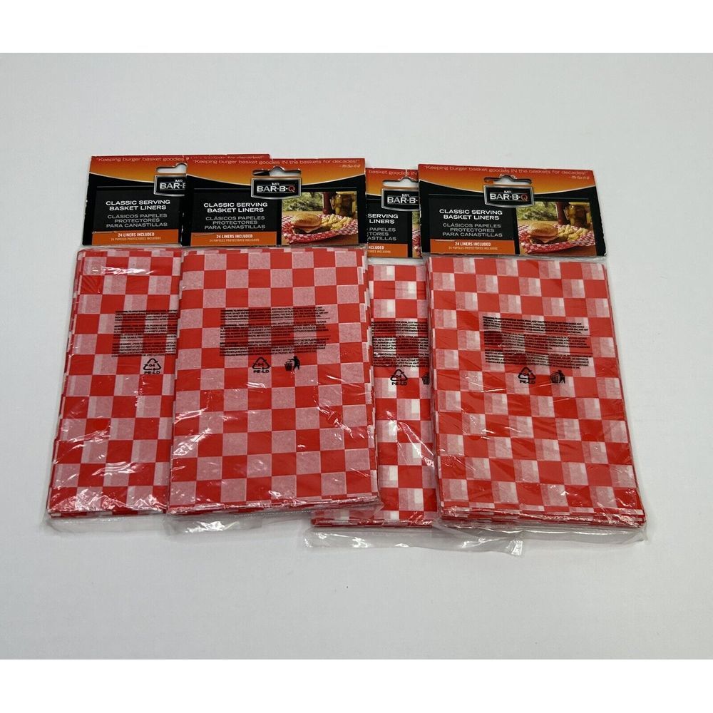 Mr. Bar-B-Q Classic Serving Basket Liners 4 Packs Of 24 Count Liners Checkered